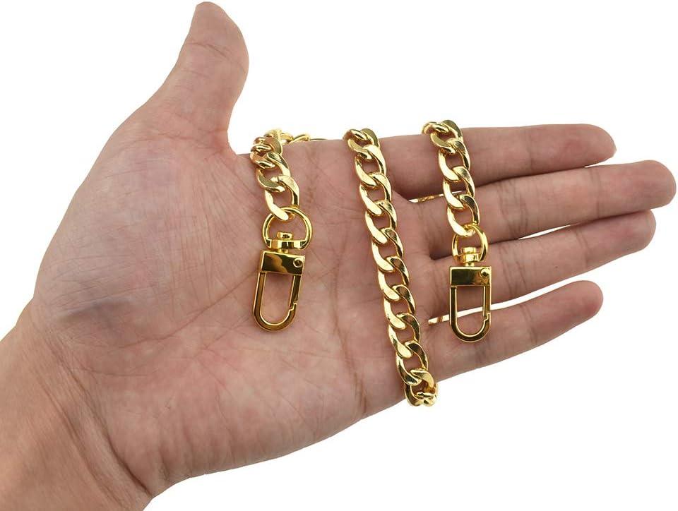 HAHIYO Purse Chain Strap 15.7 Inches Yellow Gold for Shoulder Cross Body Sling Handbag Clutch Replacement Comfortable Flat 0.4" Wide 2.4mm Extra Thick Metal 1 Pack