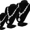 Wenqik 3 Pcs Black Velvet Necklace Display 3D Jewelry Bust Holder Necklace Display Stand for Selling 24 cm/ 21 cm/ 16 cm Jewelry Mannequin Organizer for Vendors Show