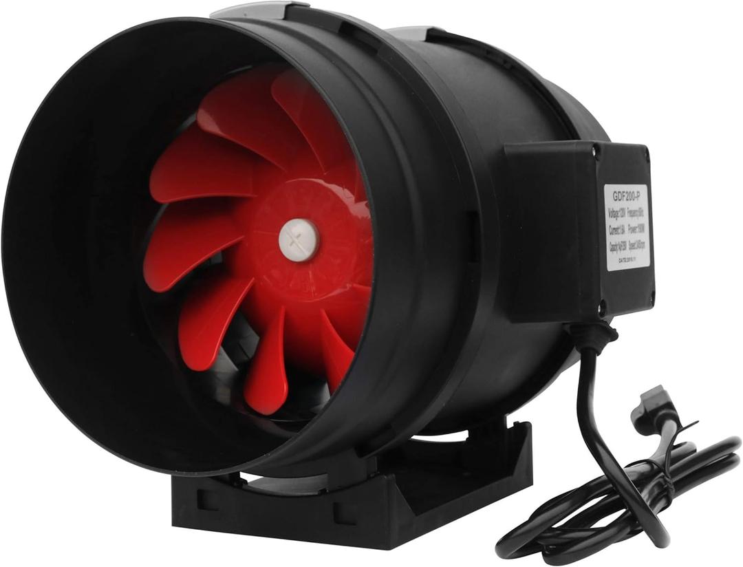 SunStream Inline Duct Fan 8 Inch 720 CFM Indoor Air Ventilation Exhaust Booster Vent Blower for Grow Tent