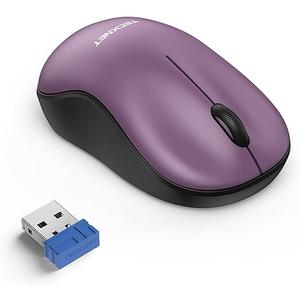 TECKNET Wireless Mouse for Laptop, 2.4G Silent Computer Mouse Quiet Click with 5 DPI Levels,Contoured Grip,Small Portable 30 Months Battery Cordless Mice for PC, Chromebook, Mac-Purple