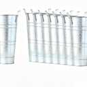 8 Pcs 10 Inch Large Galvanized Metal Vases Farmhouse French Flower Bucket Vases for Cut Flowers for Home D