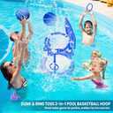 SpringFlower Pool Basketball Hoop with Backboard, Kids & Adults Swimming Pool Floating Basketball Pool Game,Pool Floating Basketball Pool Toy with Ring Toss, 2 Pcs Balls and Pump, Blue