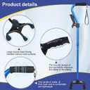 Stand Assist Aid for Elderly - 4-Pronged Stability Cane with Adjustable Foldable Design & Rise Assistance Grip to Reduce Strain When Standing Up