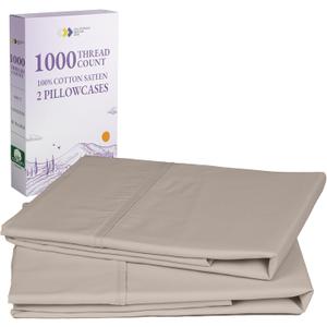 California Design Den Pillow Cases King Size Set of 2 - Luxury 1000 Thread Count Sateen, Soft and Thick 100% Cotton King Pillowcases, Breathable and Durable, Hotel Quality - Sand Beige