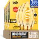 TimelessGlow 12 Pack Dimmable B11 LED Candelabra Bulb 3W 25W Equivalent Warm Amber 2000K E12 Base CRI80 Amber Glass Spiral Filament ETL FCC Certified Flicker Free Decorative Lighting