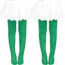 Carnavalife Pantyhose for Girls in Colors and Sizes, Stretchy, Soft and Comfortable, Ideal for School, Events (Green, M)