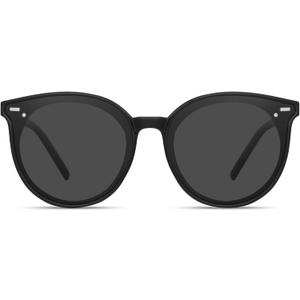 Livho Polarized Sunglasses, Retro & Oversized Shades for Women with Round Lenses (Light Black/Grey)