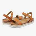 DREAM PAIRS Women’s Open Toe Ankle Strap Espadrille Casual Flatform Platform Wedge Sandals,Size 7.5,Tan/Pu,SUNNA