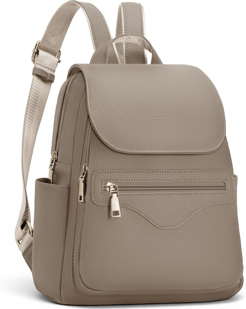 SYTRAH Mini Backpack Purse for Women, Causal Small Backpack with Built-in RFID Wallet & 11" Tablet Sleeve, Stylish Travel Daypack for Daily Khaki