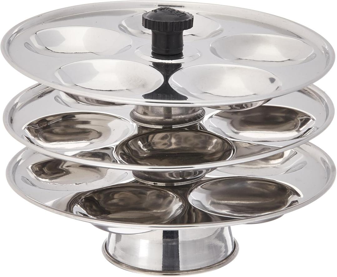 Tabakh 3-Rack Stainless Steel Baby Mini Idli Stand, Makes 15 Mini Idlys, Small Tabakh 3-Rack Stainless Steel Baby Mini Idli Stand, Makes 15 Mini Idlys, Small