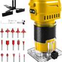 Cordless Router Compatible With Dewalt 20V Battery, 6-Speed, 30,000 RPM, 850W Brushless Handheld Palm Routers for Woodworking Hand Edge Trimmer with 15 PCS 1/4" Router Bits Set (No Battery)