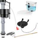 Houpeoro Universal Toilet Flusher Replacement Kit, Fill Valve, 2-Inch Flapper, Toilet Handle Lever, Adjustable, Quiet, Easy to Install, Complete Toilet Parts Inside Tank Kit (Black, 1-Pack)