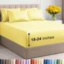 Extra Deep Full Sheet Set - 6 Piece Breathable and Cooling Sheets - Hotel Luxury Bed Sheets Set - Easy & Secure Fit - Soft, Wrinkle Free and Comfy Sheets Set - Yellow Sheet Set with Extra Deep Pockets