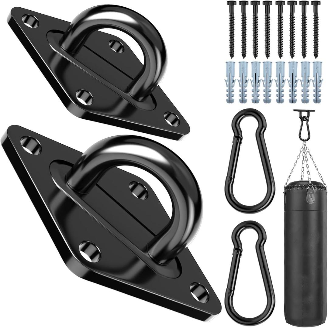 Heavy Duty Black Hammock Hooks Screws Bolts Included, Over 1700 lb Rust-Resistant Swing Hook Hardware, M10 Hanging Kit for Porch Yoga Seat Trapeze (Indoor/Outdoor)