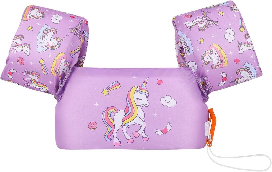 MoKo Swim Arm Band for Kids 20-30-40-50lbs, Clearance Toddler Swim Vest Cute Cartoon Swimming Wings Pool Floats Sleeve Children Water Sports Learning Swim Training Equipment, Purple & Unicorn