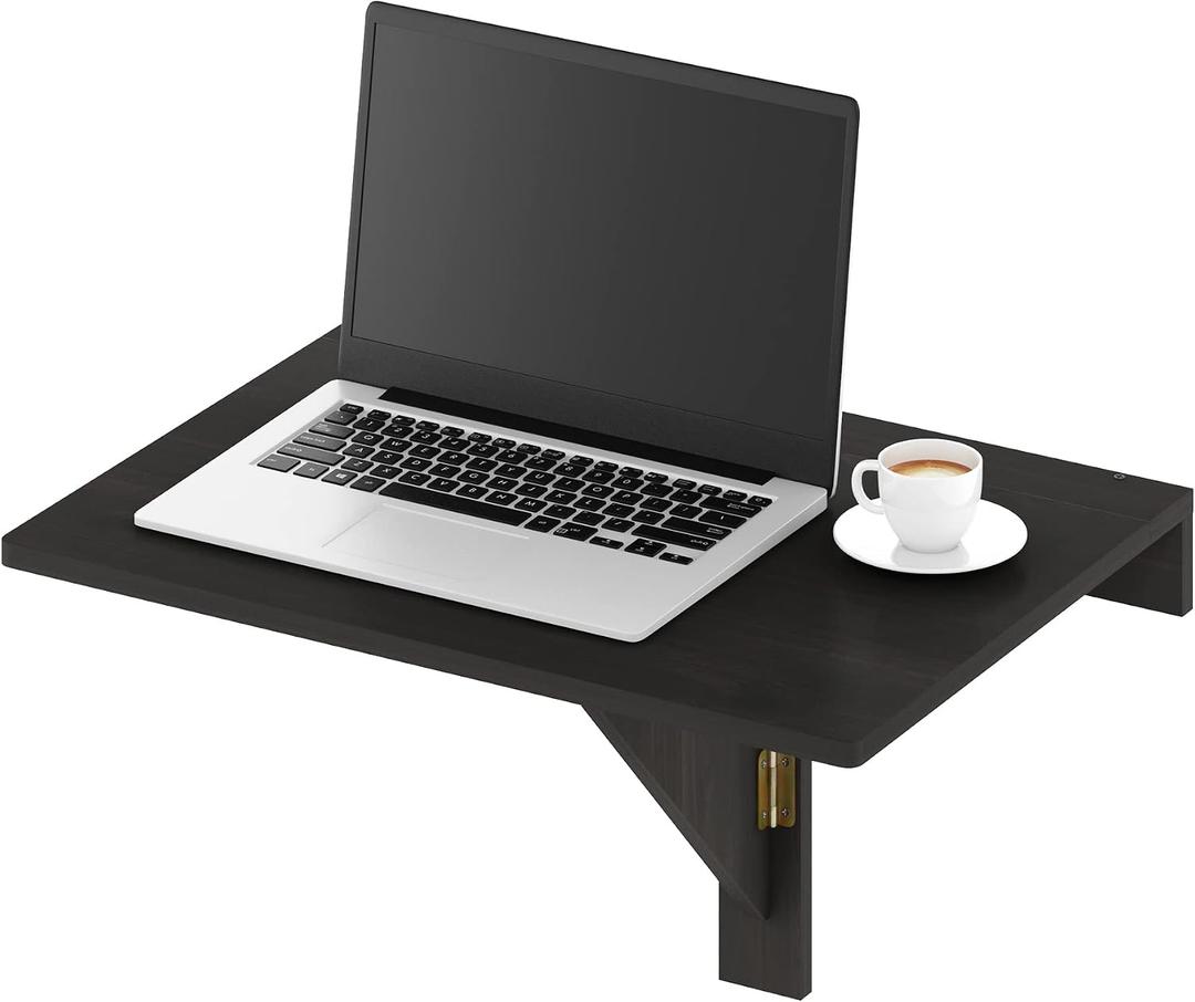 Furinno Hermite Wall Mounting Folding Table, Espresso, Rectangle Folding
