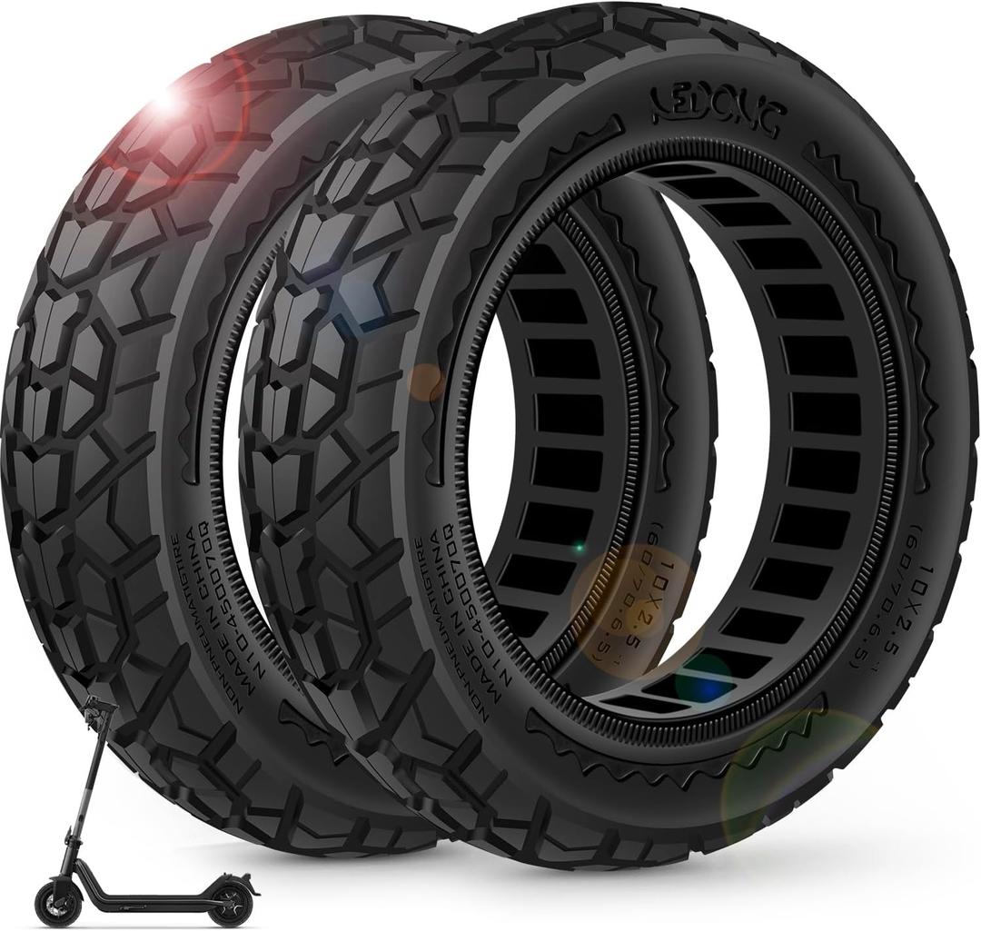 BANGTING 2PCS 60/70-6.5 Scooter Tire Tubeless, 10x2.5 inch Front or Rear Replacement Solid Tires, 10x2.5-6.5 Rubber Tire for Segway Max G30/G30D/G30E/G30E/G30LP/G30D II (Black)