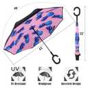 Inverted Umbrella, Windproof Reverse Umbrellas for Rain with Reversible Inside-Out Design Large Upside Down Umbrella for Women & Men with C-shaped Handle (Pineapple)
