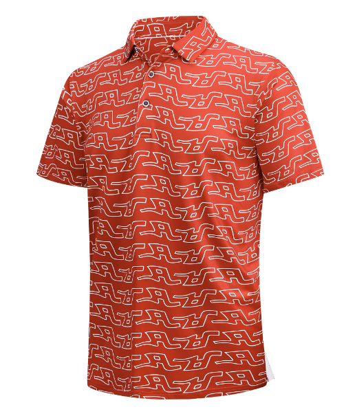 SAMERM Mens Golf Shirt Short Sleeve Print Performance Moisture Wicking Dry Fit Polo Shirts for Men,Red S