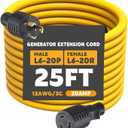 25ft L6-20 Generator Extension Cord Compatible with NEMA L6-20P Male Plug to L6-20R Female Receptacle 3 Prong 20 Amp Locking Power Cord, STW 12 AWG/3C,250 Volt 5000 Watts, ETL Listed