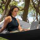 SUPERJARE Hammock with Stand, 2 Person Heavy Duty Hammock Frame, Detachable Pillow & Strong Curved-Bar & Portable Carrying Bag, Perfect for Outdoor & Indoor - Gray