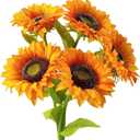 5pcs Artificial Sunflowers Vintage Fake Silk Sunflowers Fake Sunflowers Bouquet Large Sunflowers Decor for Home Hotel Office Wedding Party Garden(Orange)