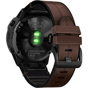 Abanen Leather Watch Bands for Garmin Fenix 8 / epix Pro/Tactix 8 (47mm), QuickFit 22mm Soft Genuine Leather with Silicone Sweatproof Wrist Strap for Fenix 7/6/5, Instinct 3 45mm