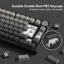 dagaladoo Grey black keycap set 136 key gradient double shot PBT keycaps 75% 100% Shine Through custom keycap cherry profile,Side printed keyboard keycaps Compatible with US Layout Mechanical Keyboard