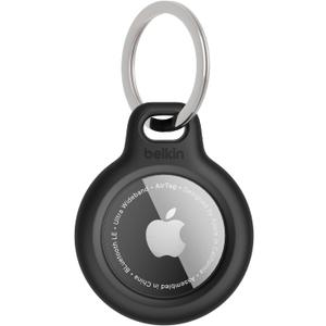 Belkin Apple AirTag Secure Holder with Key Ring - Durable, Scratch-Resistant Case with Open Face & Raised Edges - Protective AirTag Keychain Holder Accessory for Keys, Pets, Luggage, & More - Black