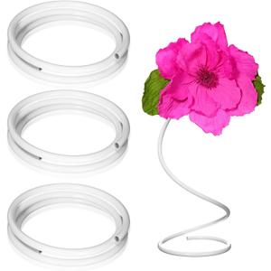Tioncy 3 Pcs 78.7 Inch Flexible Pipe PVC Tubing Aluminum Bendable Plastic Pipe Stem for Artificial Flowers Stem, Balloon Arches, Floral Wedding Decor, DIY Crafts, Cosplay Prop (White)