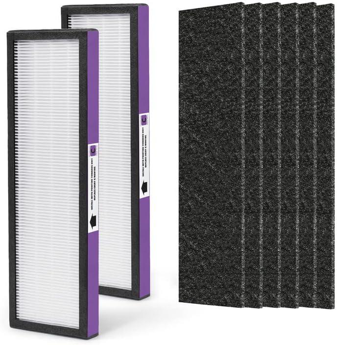 FLT5250PT Replacement Filter Compatible with Germ-Guardian Air Purifier AC5250PT, AC5000E, AC5300B, AC5350W, AC5350B, CDAP5500 and More, 2 HEPA and 6 Pre-Filter