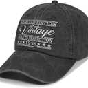Birthday Gifts for Him Her, Unique Ideal Gifts Cap for Men Women, Vintage Hat Baseball Cap (01.black)