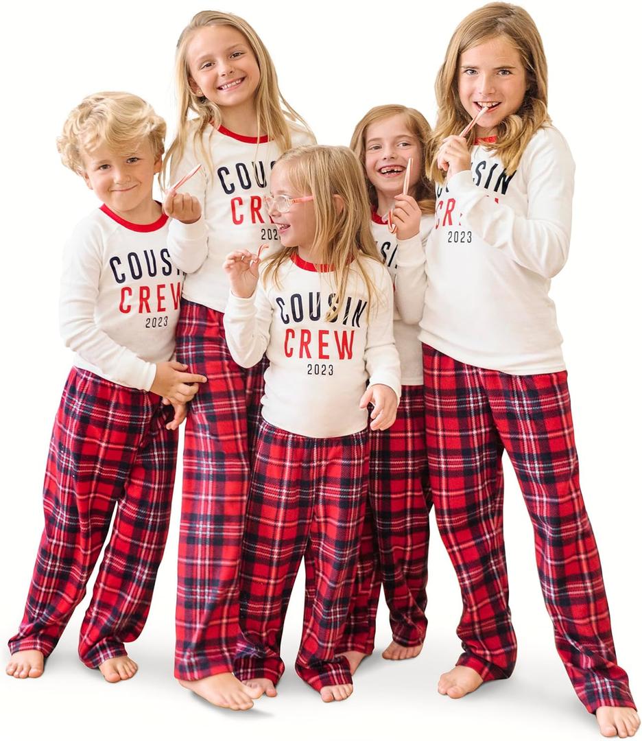 The Children's Place Baby and Kids, Sibling Matching, Christmas Pajama Sets, Fleece (3T, Cousin Crew 2023)
