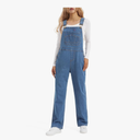 HISEA Women's Stretch Denim Bib Overalls, Women Relaxed Fit Casual Straight Leg Jean Overall with Adjustable Strap and Pocket, M