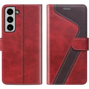 for Samsung Galaxy s22 6.1" Wallet Case, Flip Case with RFID Blocking Credit Card Holder, PU Leather Matching Phone Case for Samsung S22,Red Brown