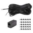 Vthahaby 100 FT Telephone Extension Cord Phone Cable Line Wire,Black, with Standard RJ11 Plug and 1 in-Line Couplers and 15 Cable Clip Screw for Calling Communication