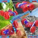 2 x Spider RC Cars Toys for Boys 4-6, 2.4GHz Remote Control Car with 26 LED Light System, 360 Flips, Changeable Wheels, Rechargeable All-Terrain Truck Gift for Kids Ages 4-8 (Blue&red-led)