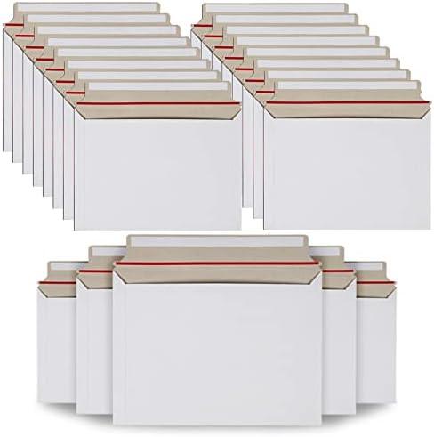 RHBLME 100PCS Stay Flat Mailers, 6x10 Inch Rigid Mailers Cardboard Envelopes, Self-Seal Mailers, White Rigid Shipping Envelopes, Use on School and Office, Great for Photo, Documents, Certificate