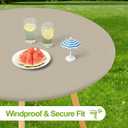Smiry Round Spandex Tablecloth, Elastic Fitted Washable Tablecloths for 45"-56" Tables, Waterpoof Stretch Picnic Table Cover for Dining, Indoor and Outdoor, Taupe