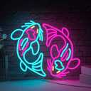 WLHOPE Koi Fish Neon Sign for Wall Decor Koi Carp Neon Light Fish Neon Signs Dimmable Neon Lights Blue Pink Fish LED Light Up Sign for Bedroom Bar Restaurant Office Fishroom Koi Pond