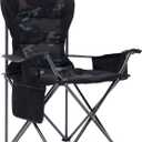 Camping Chairs for Heavy People, Folding Chairs for Outside Outdoor Folding Chairs with Cup Holder & Cooler Bag, Camp Chairs Supports up to 300lbs (1 PC, Camo)