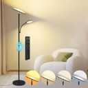 Floor Lamp, 2025 Upgraded 42W 4500LM Super Bright LED Floor Lamp with Rotatable Reading Light, Touch Remote Control & Memory Function, Stepless Dimmable Standing Lamp for Living Room Bedroom, Black
