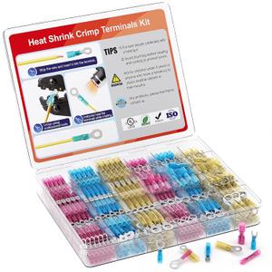 AIRIC 480 PCS Heat Shrink Wire Connectors Kit, 22-10 AWG Waterproof Crimp Terminals, Marine Electrical Connector, Insulated Cable Ends, Wiring Terminal End for 22-10 Gauge, Ring Fork Spade Butt Splice