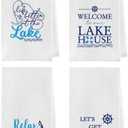 Lake House Kitchen Towels Set - Lake House Decor for The Home, 16x24 Lake Life Decorative Hand Towels for Bathroom Set of 4, Life is Better at The Lake