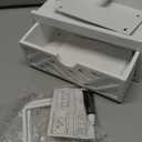 White Toilet Paper Holder with Shelf,Wall Mount/Adhesive Bathroom Toilet Paper Holder,Bamboo Wood Tissue Toilet Roll Holder with Storage Drawer for Organizer Wipes,Fits Any Room