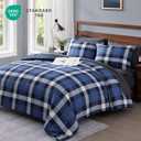MaiRve Full Size Plaid Comforter Set Indigo Blue, Classic Checkered 7 Pieces Bedding Set for Boys Girls Teen, All Season Lightweight Bed in A Bag with Sheets, Pillowcases & Shams