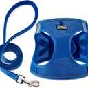 BOOMIBOO Dog Harness with Leash Set, No Pull Adjustable Reflective Step-in Puppy Pet Vest Harnesses for Small Medium Large Dogs and Cats,Blue S