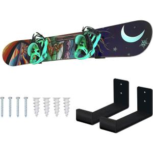 Mind and Action Solid Aluminum Snowboard Rack,Ski Wall Mount Display,Home and Garage Snowboard Storage (Black 1 Pair)