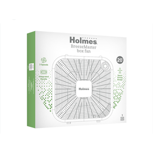 Holmes 20” Box Fan – 3-Speed, High Velocity, Weather-Resistant Motor, Carry Handle