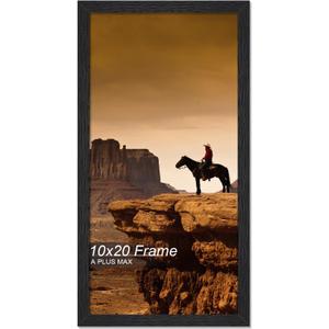 A PLUS MAX 10x20 Picture Frame, Black Engineered Wood Frame for 10 x 20 Inch Picture Poster Photo, Light Weight 10 by 20 Frame with Wood-grain for Wall - 1 Pack/Black/10 x20